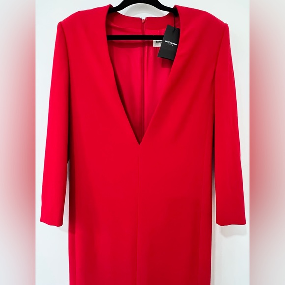 SAINT LAURENT Plunging Crepe Column Dress - Picture 5 of 16